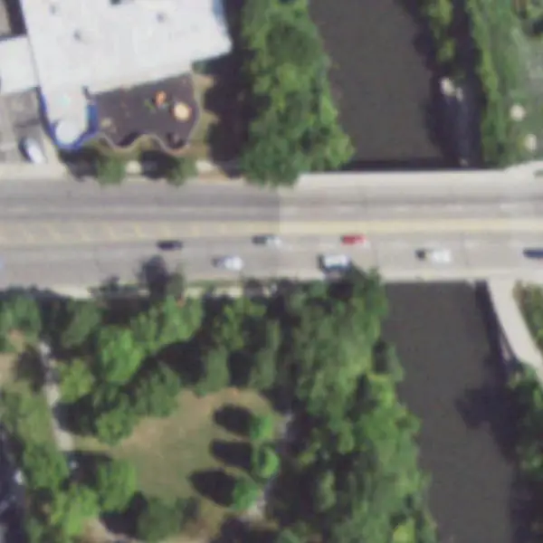 Aerial photo of 3137 W Peterson Ave, north at the top, with the camera's spot marked