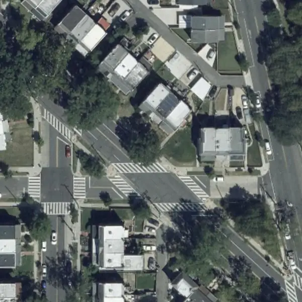 Aerial photo of 4800 block of S Dakota Ave NE, north at the top, with the camera's spot marked