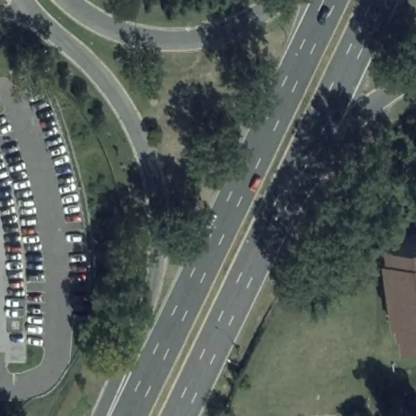 Aerial photo of 3000 block of N Capitol St NW, north at the top, with the camera's spot marked